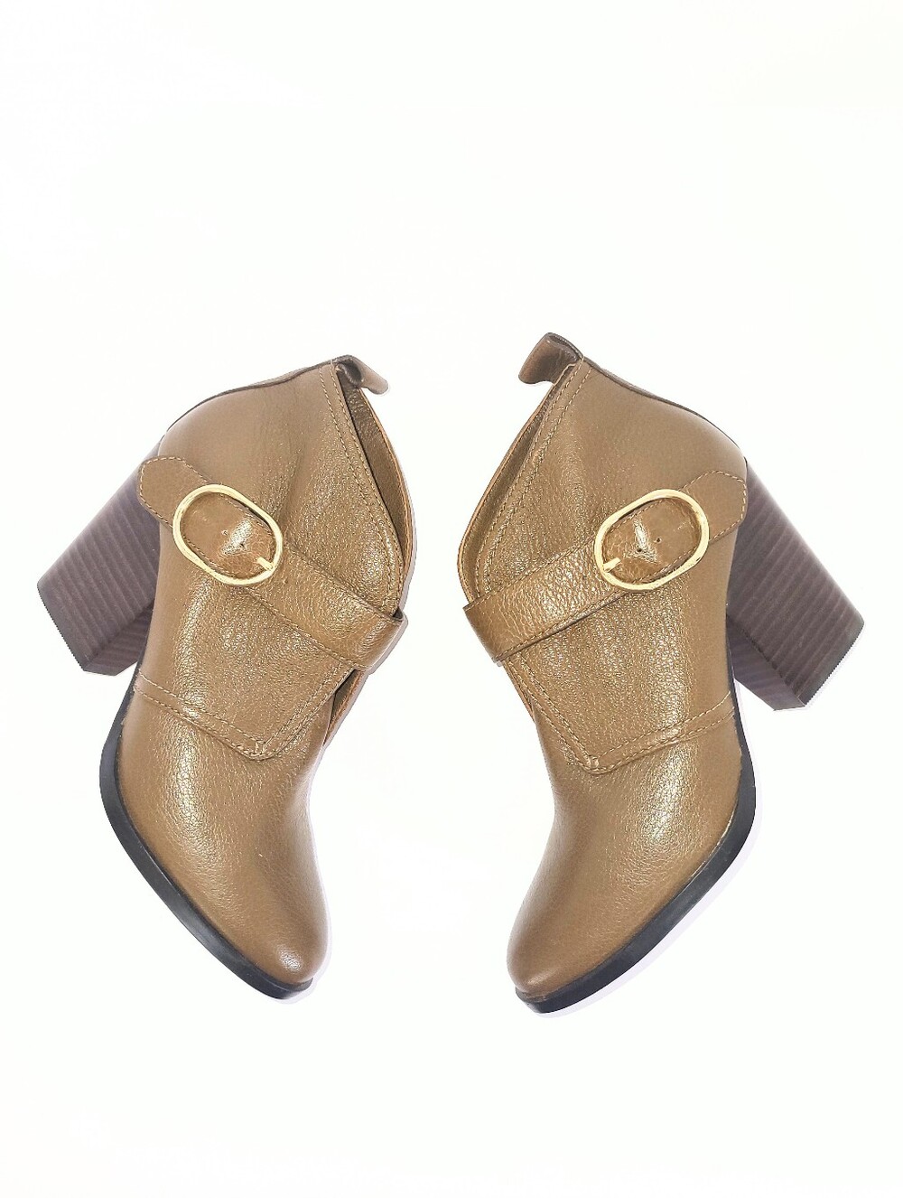 NWOT Cole Haan Lily Bootie Brown Leather Ankle Boots Stacked Block Heel Size 6